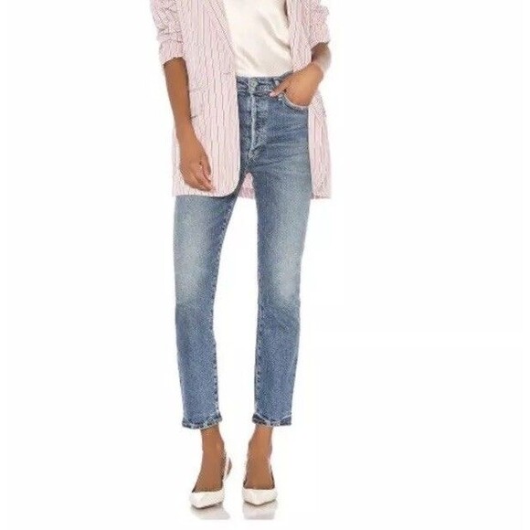 Citizens of Humanity Olivia High-Rise Slim Ankle Jeans Button Fly Blue 25 - Picture 1 of 12